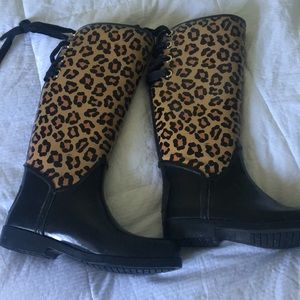 Coach Leopard Corset Rain Boots  10